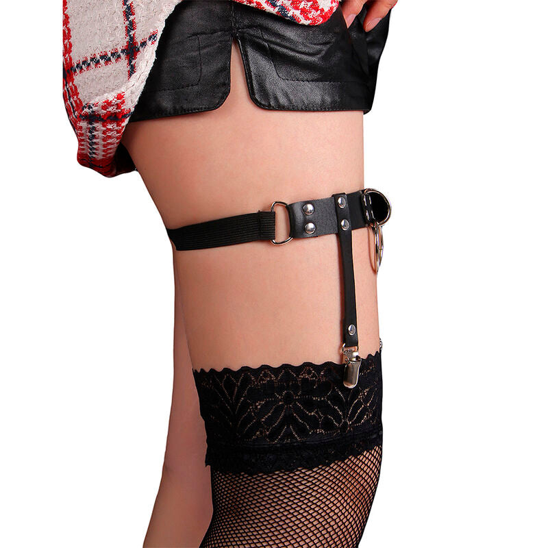 SUBBLIME – Verstellbare Punk-Strumpfhose aus Leder, Schwarz