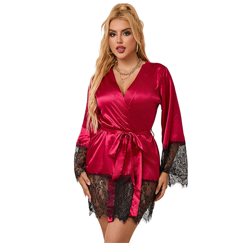 SUBBLIME – ELEGANT LACE PAJAMAS + THONG RED