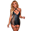 SUBBLIME – Mesh-Kleid aus Kunstleder, Schwarz