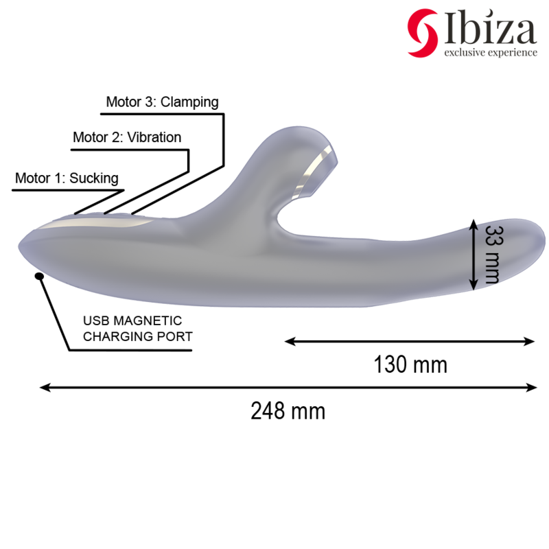 Ibiza Double Clamping – Pinza a doppio vibratore, nera