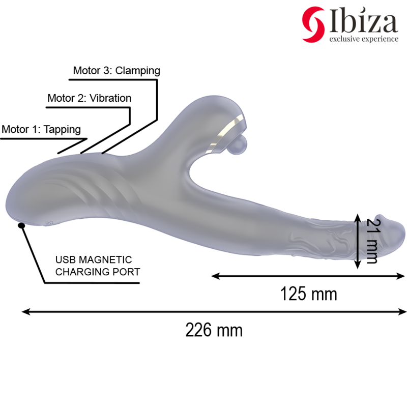 Ibiza Two Dragons – Double vibrator, black