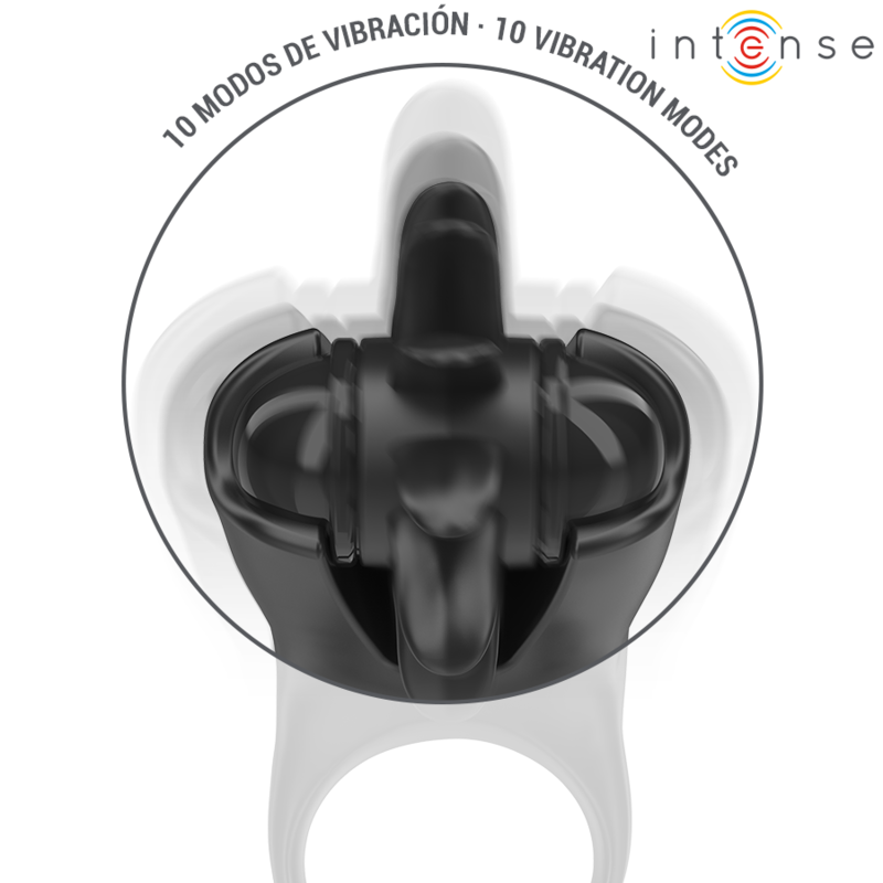 INTENSE – MABEL ANNEAU VIBRANT 10 VIBRATIONS AVEC STIMULATEUR DE CLITORIS NOIR