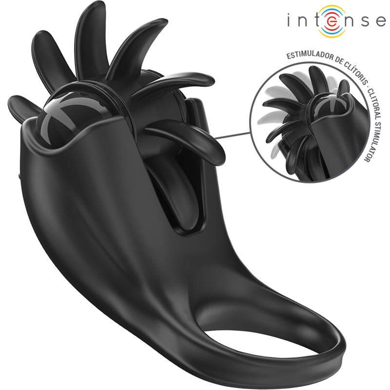 INTENSE – MABEL ANNEAU VIBRANT 10 VIBRATIONS AVEC STIMULATEUR DE CLITORIS NOIR
