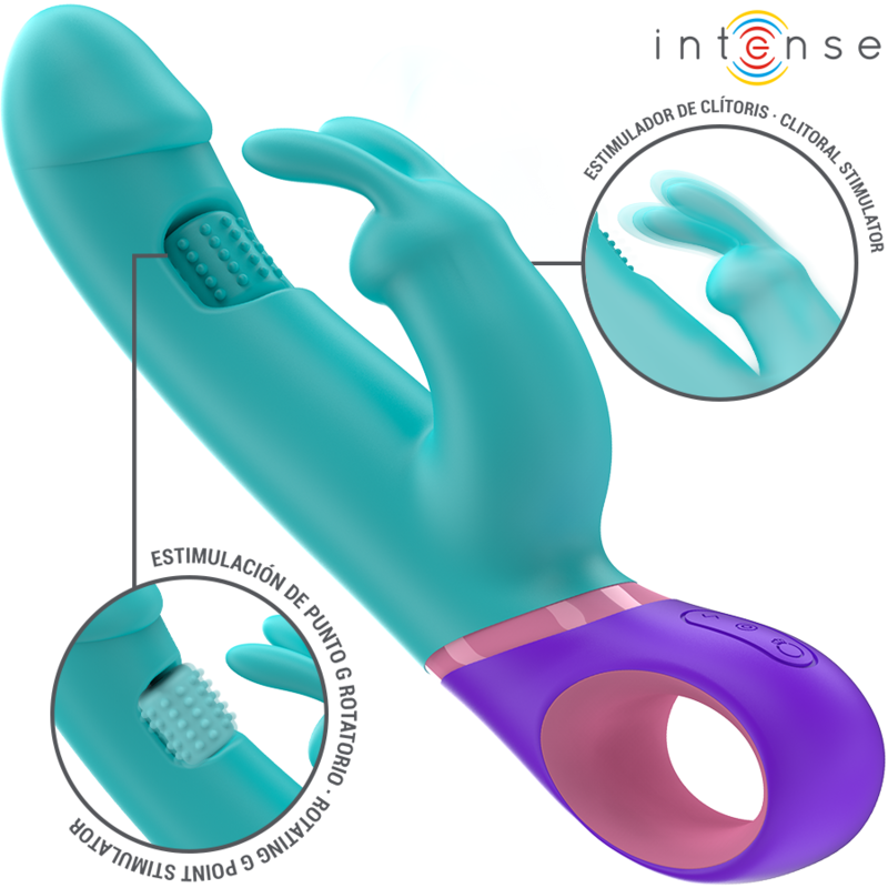 Intense Monica – Rabbit-Vibrator mit rotierendem G-Punkt-Stimulator, blau