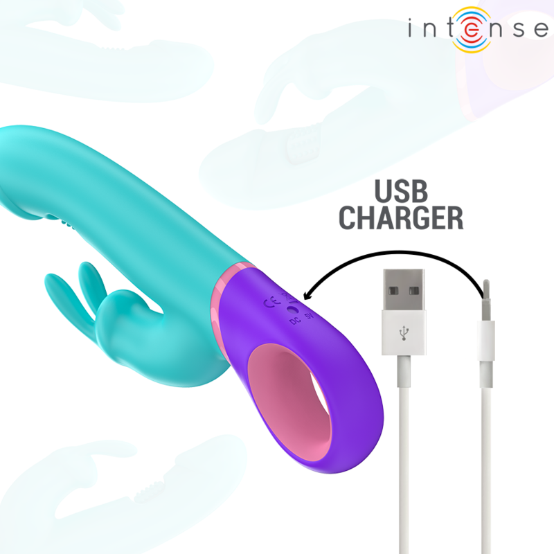 Intense Monica – Rabbit-Vibrator mit rotierendem G-Punkt-Stimulator, blau