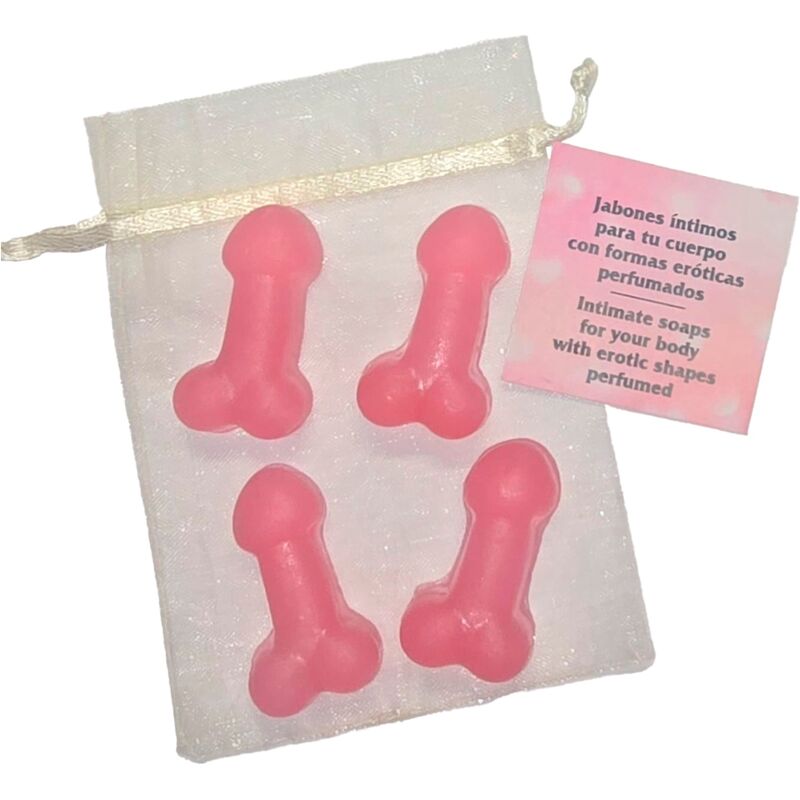 DIABLO PICANTE – 4 MINI SAVONS PARFUMÉS EN FORME DE PÉNIS ROSE