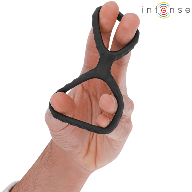 Intense Dewey – Doppio anello fallico in silicone, nero, modello 2