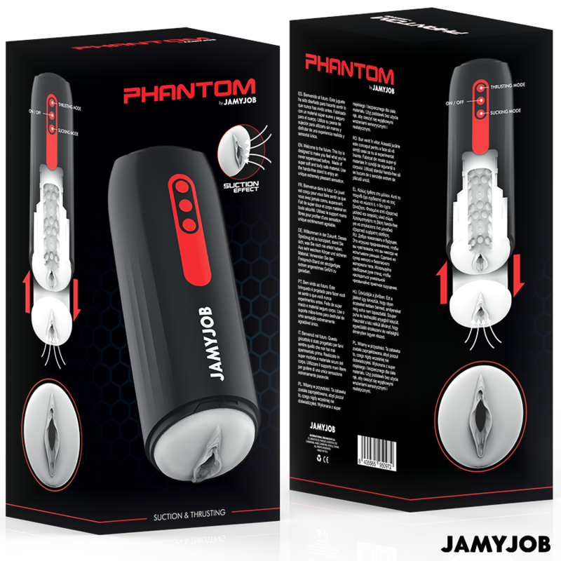 JAMYJOB – MASTURBATEUR VAGIN AUTOMATIQUE PHANTOM 5 MODES D'ASPIRATION ET DE POUSSE