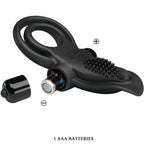 PRETTY LOVE – DOPPIO ANELLO VIBRANTE + STIMOLATORE CLITORIDEO 10 VIBRAZIONI NERO