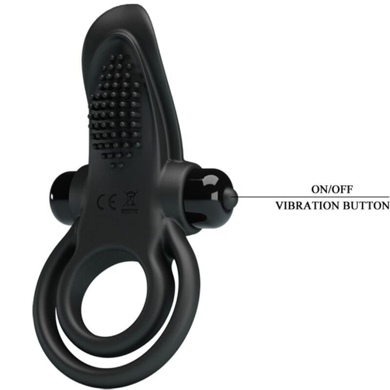 PRETTY LOVE – DOPPIO ANELLO VIBRANTE + STIMOLATORE CLITORIDEO 10 VIBRAZIONI NERO