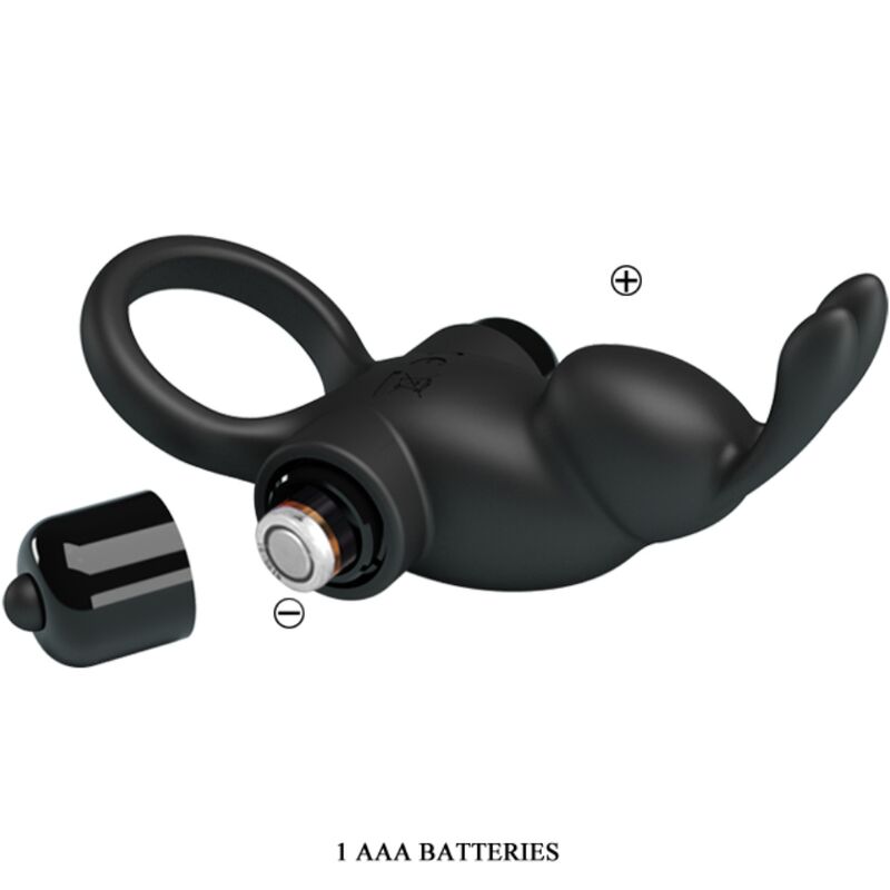 PRETTY LOVE – VIBRATING RING + RABBIT CLITORIS STIMULATOR 10 VIBRATIONS BLACK