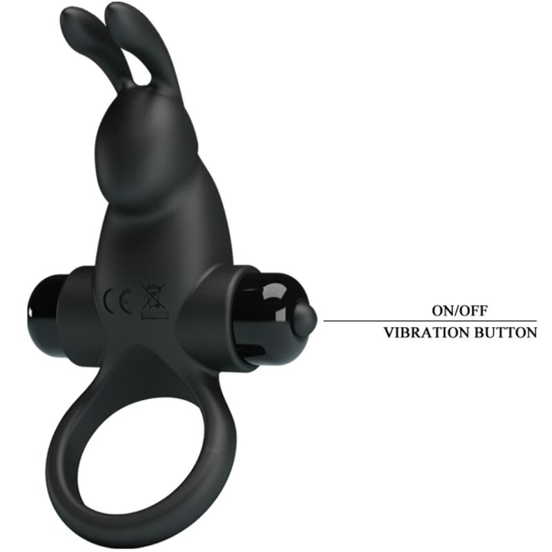 PRETTY LOVE – VIBRATING RING + RABBIT CLITORIS STIMULATOR 10 VIBRATIONS BLACK