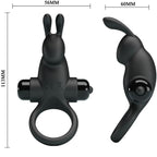 PRETTY LOVE – VIBRATING RING + RABBIT CLITORIS STIMULATOR 10 VIBRATIONS BLACK