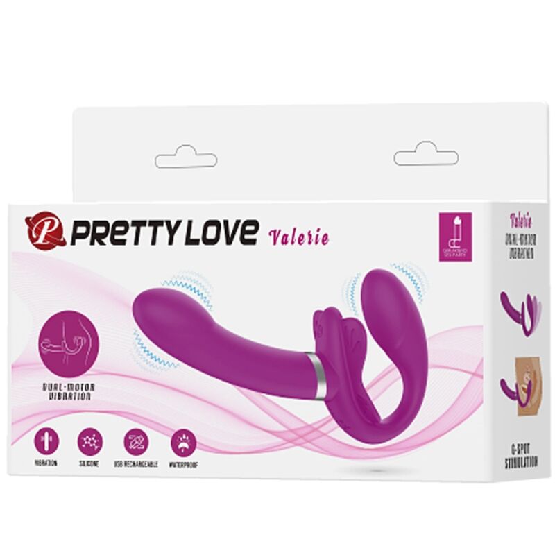 PRETTY LOVE – VALERIE VIBRATORE DOPPIO STRAP-ON 12 VIBRAZIONI VIOLA