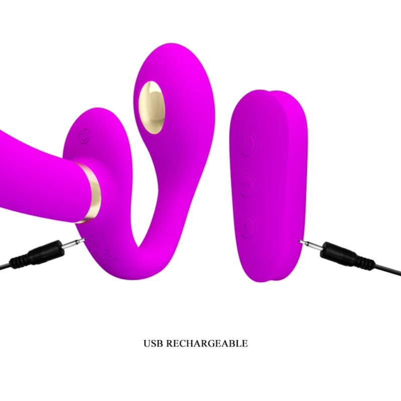 Pretty Love Thunderbird – Doppel-Strap-on-Vibrator mit Elektrostimulation, Lila
