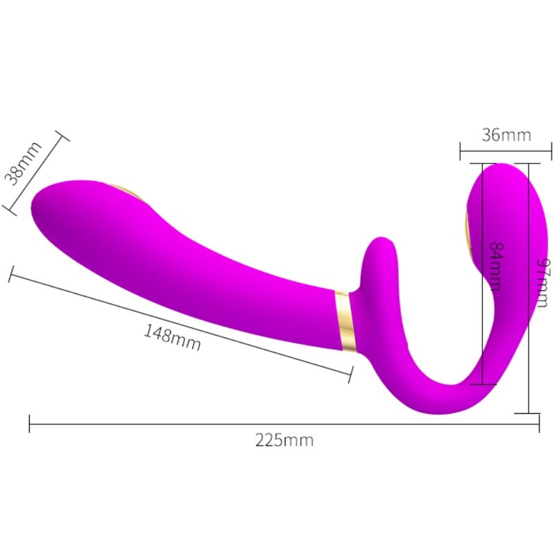 Pretty Love Thunderbird – Doppel-Strap-on-Vibrator mit Elektrostimulation, Lila