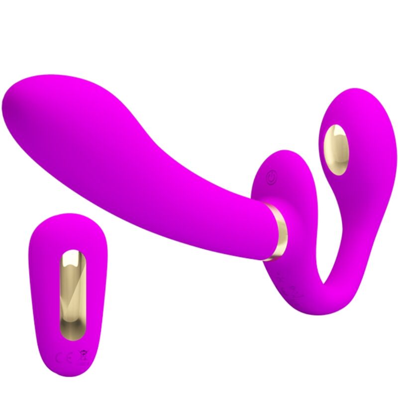 Pretty Love Thunderbird – Doppel-Strap-on-Vibrator mit Elektrostimulation, Lila