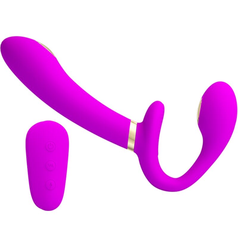Pretty Love Thunderbird – Doppel-Strap-on-Vibrator mit Elektrostimulation, Lila