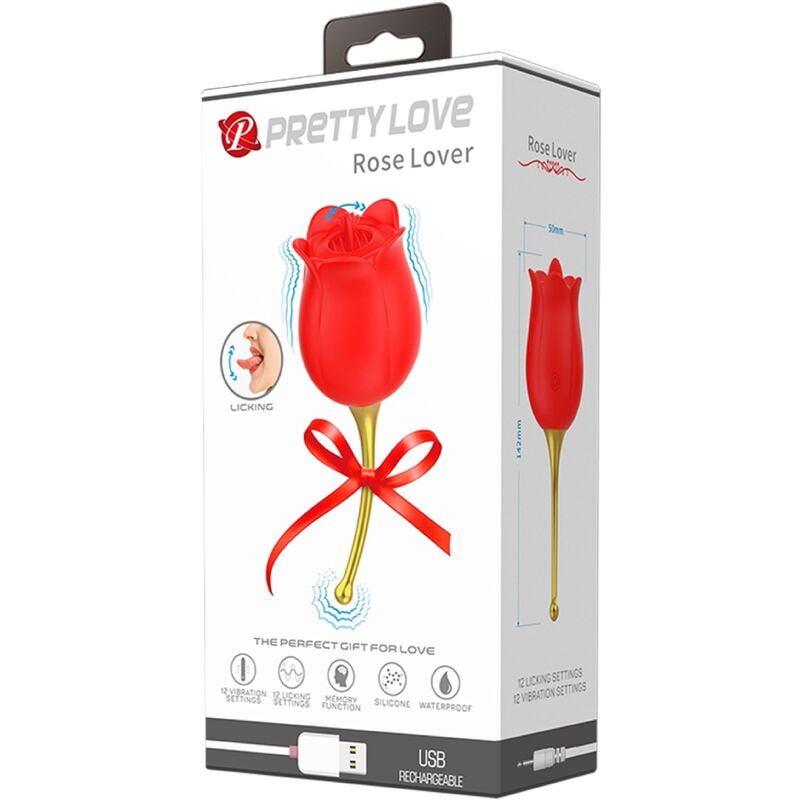 PRETTY LOVE – ROSE LOVER STIMOLATORE CLITORIDEO ROSE 12 VIBRAZIONI ROSSO