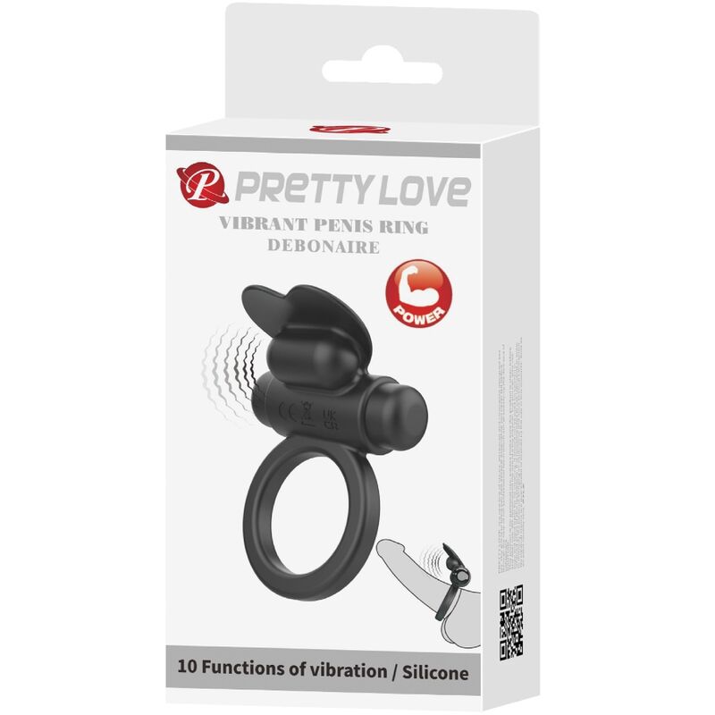 PRETTY LOVE – DEBONAIRE ANELLO VIBRANTE CONIGLIO 10 VIBRAZIONI NERO
