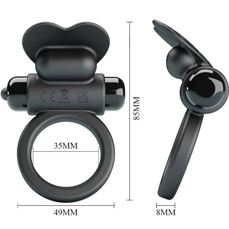 PRETTY LOVE – DEBONAIRE ANELLO VIBRANTE CONIGLIO 10 VIBRAZIONI NERO