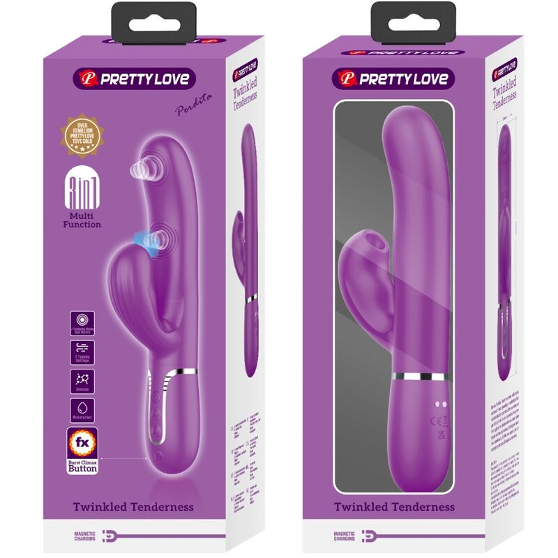 PRETTY LOVE – PERLITA 3 IN 1 MULTIFUNCTION RABBIT VIBRATOR PURPLE