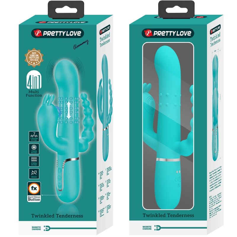 Pretty Love Cammy – 4-in-1-Rabbit-Vibrator mit Dreifachstimulation, Blau