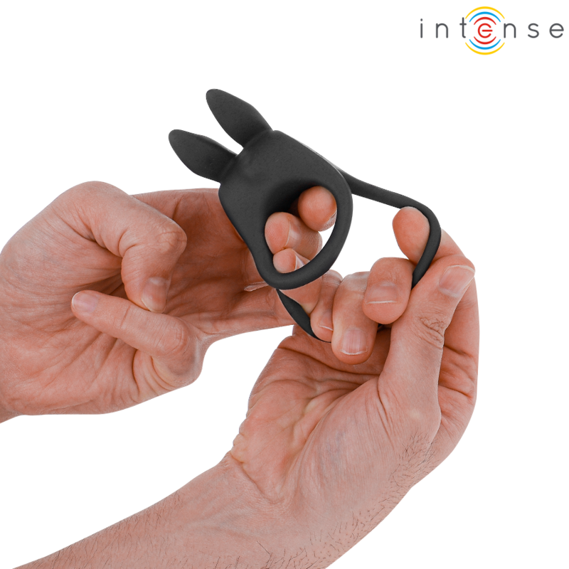 INTENSE – SAM VIBRATOR DOUBLE PENIS RING 10 VIBRATIONS BLACK