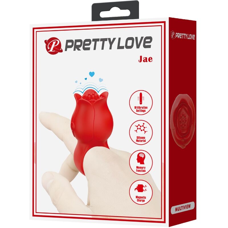 Pretty Love – Jae Fingervibrator in Rosenform, Rot