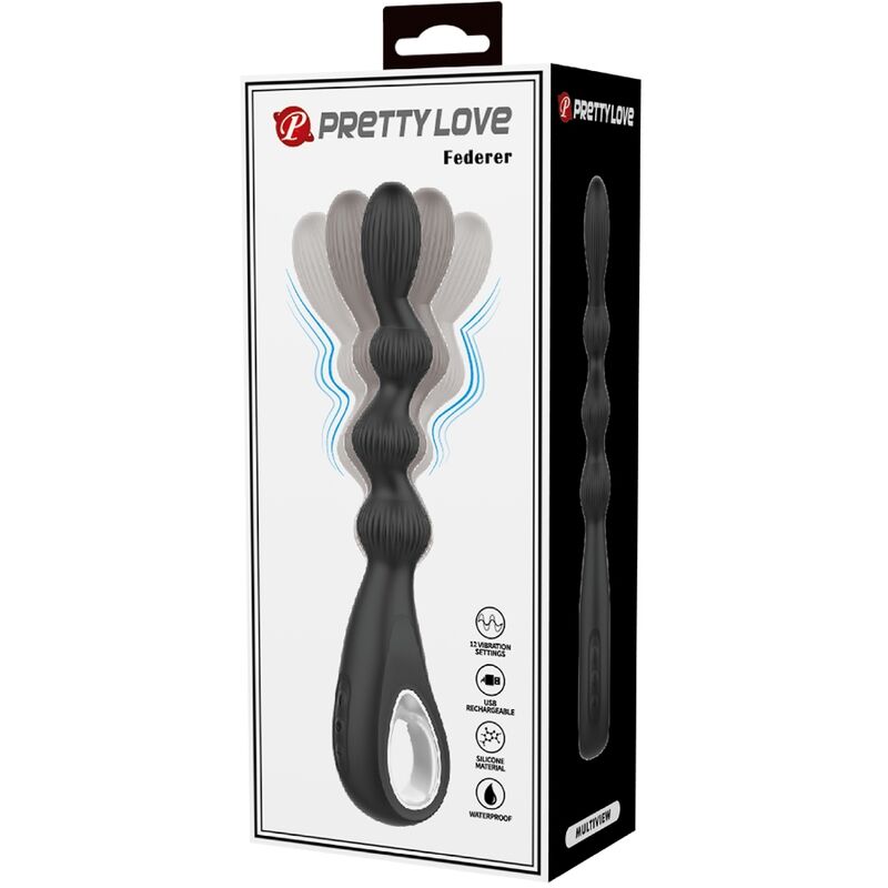 PRETTY LOVE – FEDERER ANAL VIBRATOR 12 VIBRATIONS BLACK