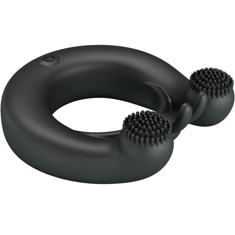 PRETTY LOVE – ANELLO VIBRANTE DAHLIA + STIMOLATORE CLITORIDEO 12 VIBRAZIONI NERO