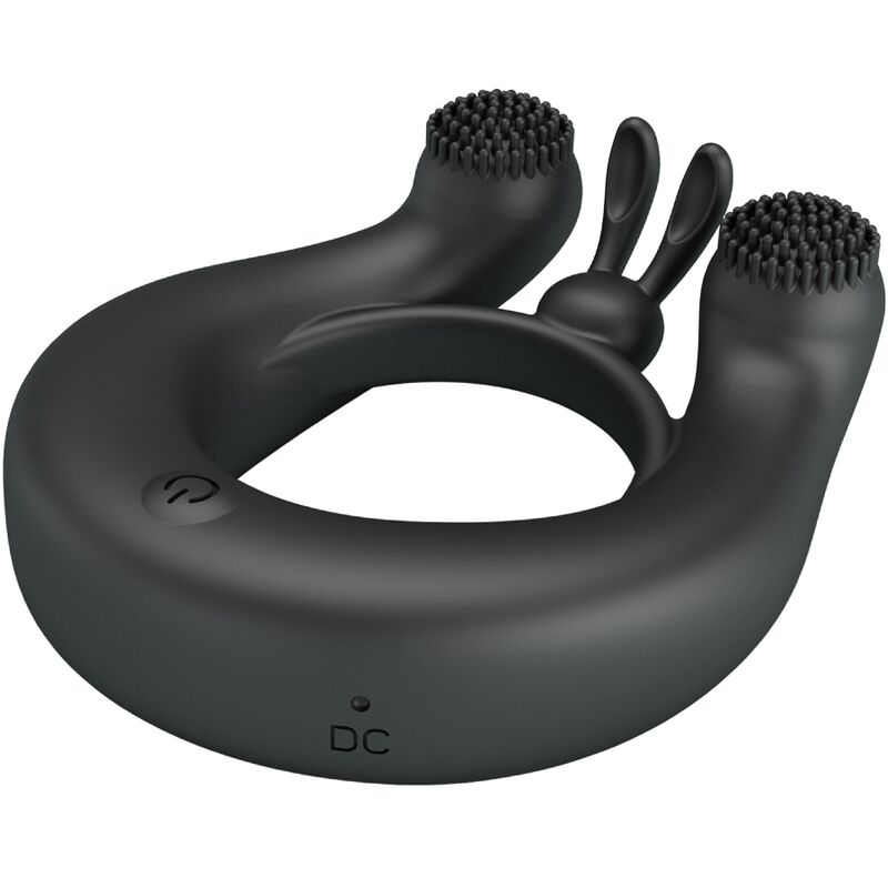 PRETTY LOVE – ANELLO VIBRANTE DAHLIA + STIMOLATORE CLITORIDEO 12 VIBRAZIONI NERO