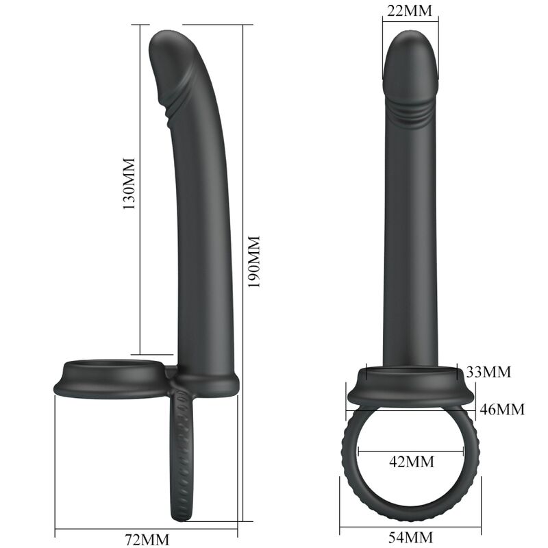 PRETTY LOVE – Dillion Doppelter Vibrationsring, Schwarz