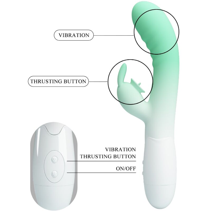 PRETTY LOVE – VIBRATEUR LAPIN CERBERUS 30 VIBRATIONS VERT