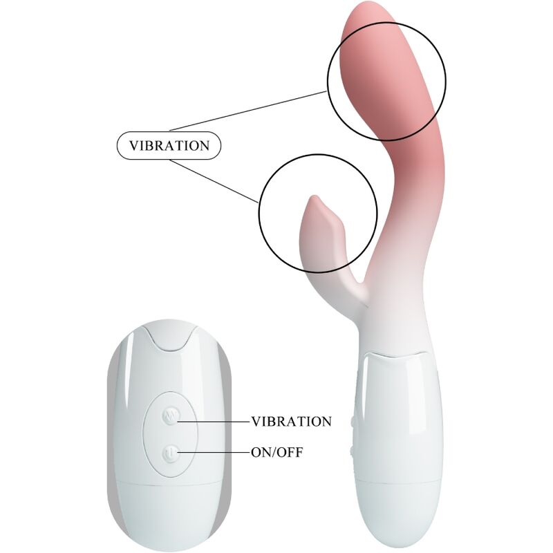 PRETTY LOVE – VIBRATORE PUNTO G LUMINOSO + STIMOLATORE CLITORIDEO 30 VIBRAZIONI ROSA