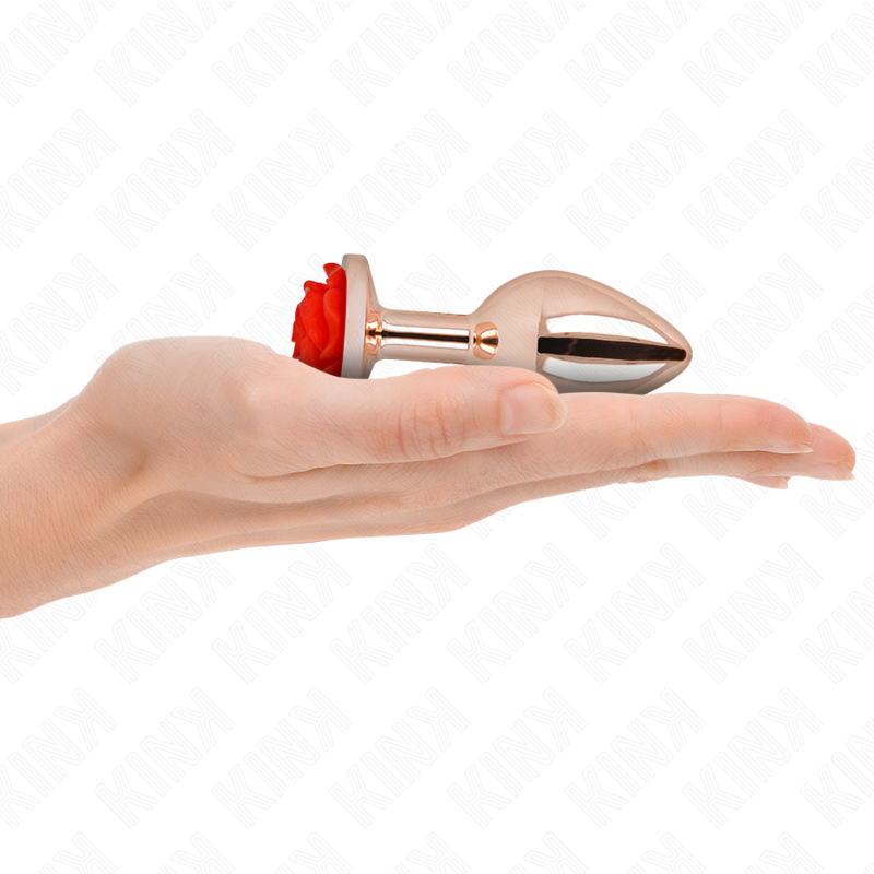 KINK – Analplug Roségold mit roter Rose