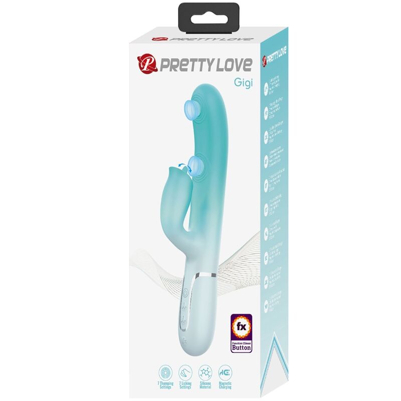 PRETTY LOVE – VIBRATEUR LAPIN MULTIFONCTION GIGI VERT AQUA