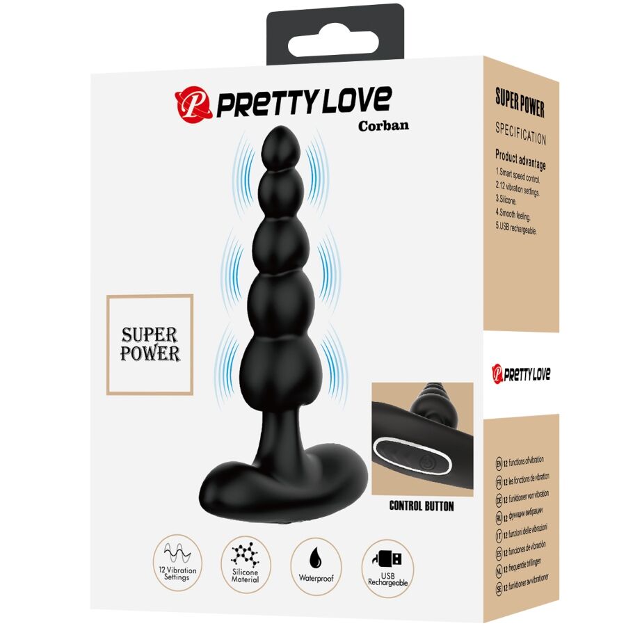 PRETTY LOVE – CORBAN ANAL VIBRATOR 10 VIBRATIONS BLACK