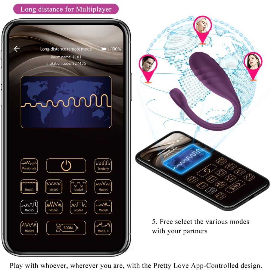 PRETTY LOVE – VIBRATORE CONTROLLATO DA APP LEVIATHAN VIOLA