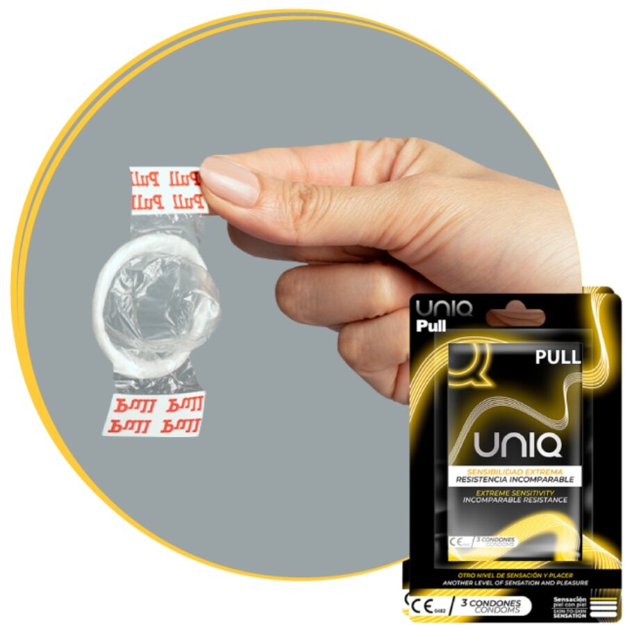 UNIQ Pull – Latex free condoms with strips 3 units