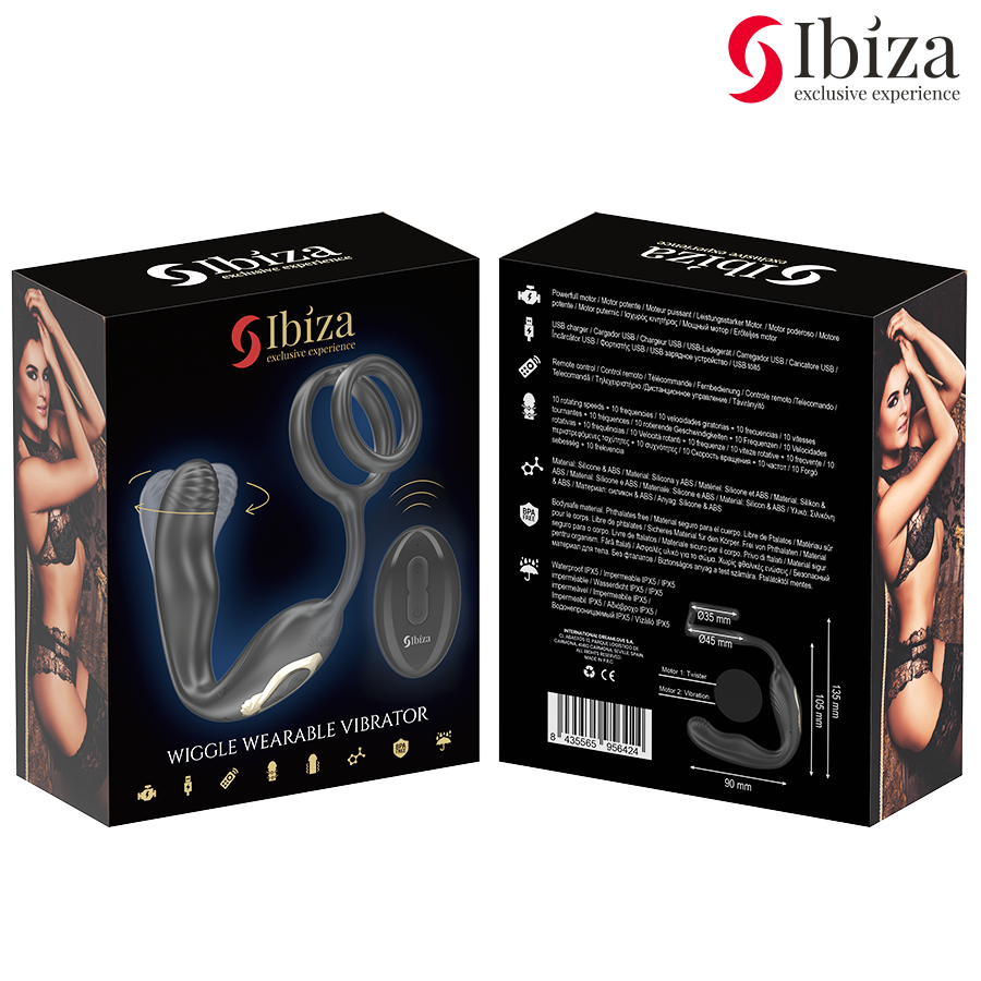 Ibiza Wiggle – Anneau vibrant rotatif télécommandé