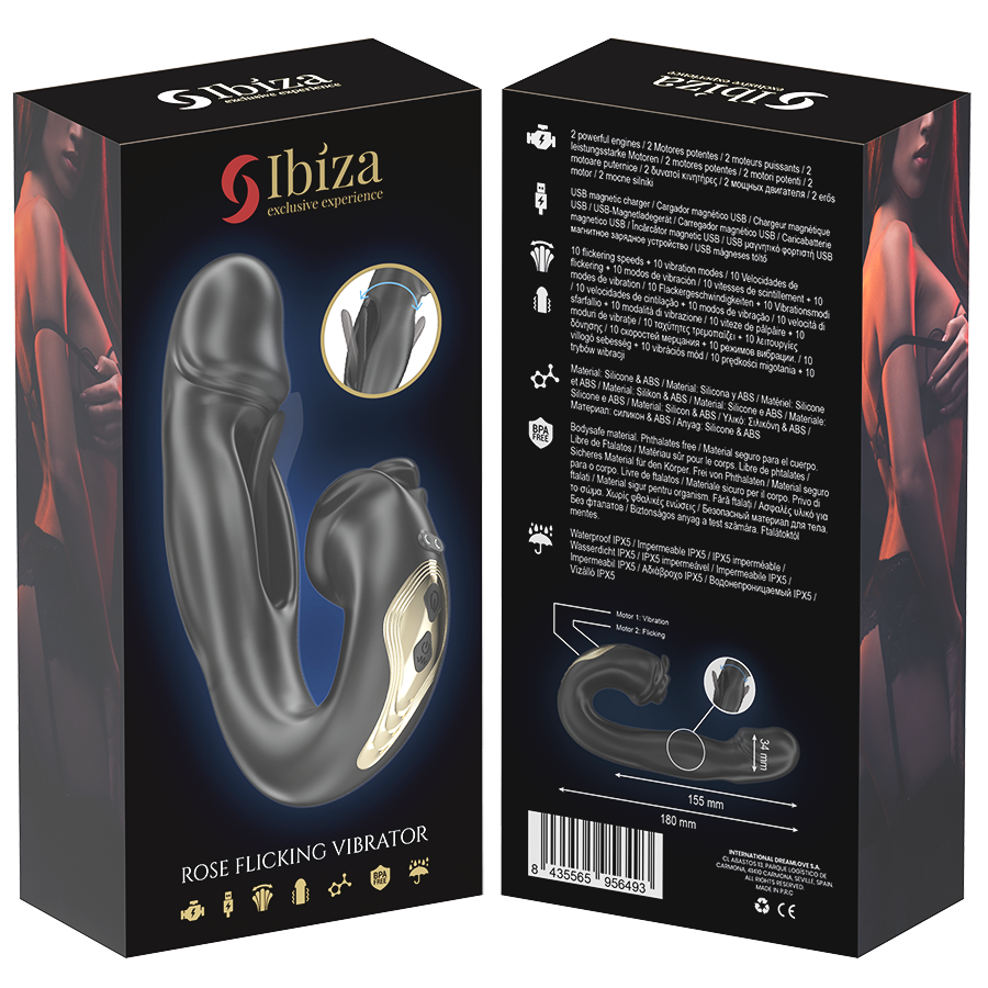 Ibiza Rose – Vibrator mit Flackereffekt und Klitoris-Stimulator