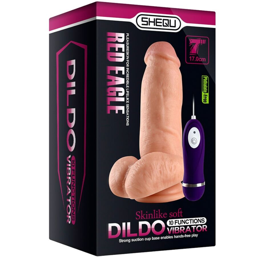 SHEQU – DILDO VIBRATORE AQUILA ROSSA CON TELECOMANDO 17 CM