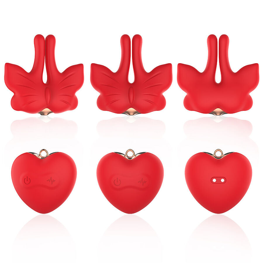 ARMONY – PINCES À TÉTONS MAGNÉTIQUES À VIBRATION FORME PAPILLON ROUGES