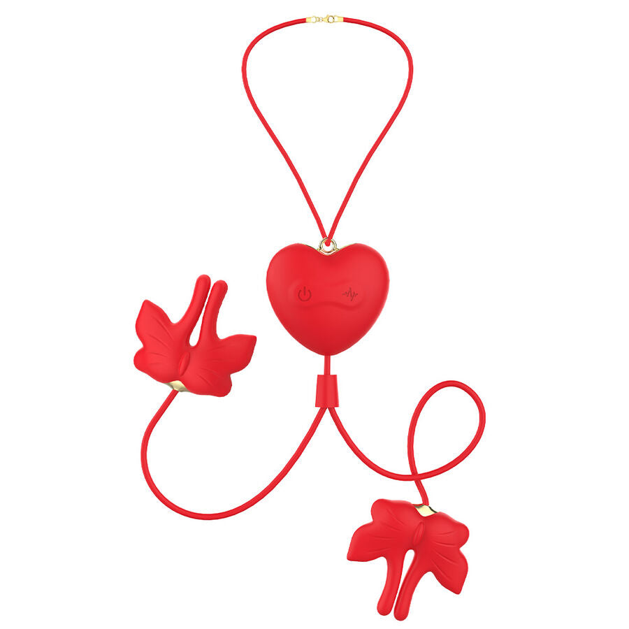 ARMONY – PINCES À TÉTONS MAGNÉTIQUES À VIBRATION FORME PAPILLON ROUGES