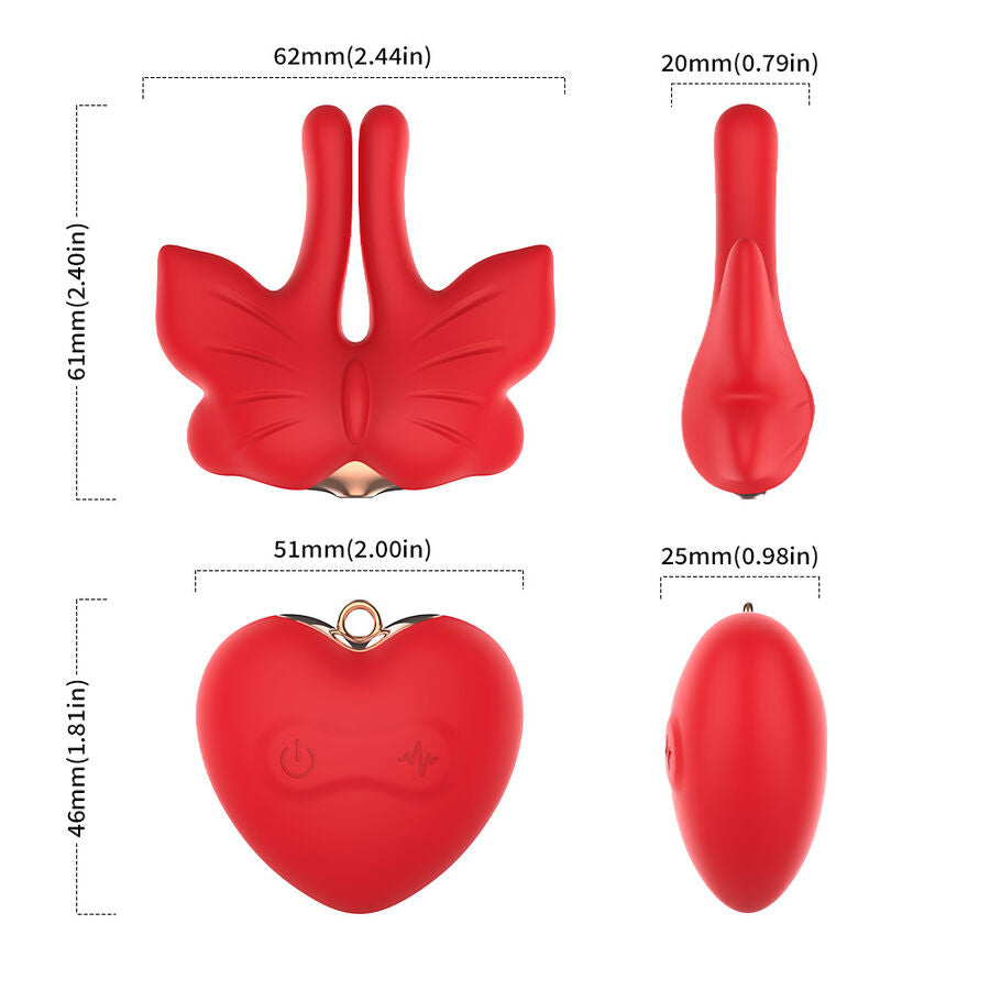 ARMONY – PINCES À TÉTONS MAGNÉTIQUES À VIBRATION FORME PAPILLON ROUGES