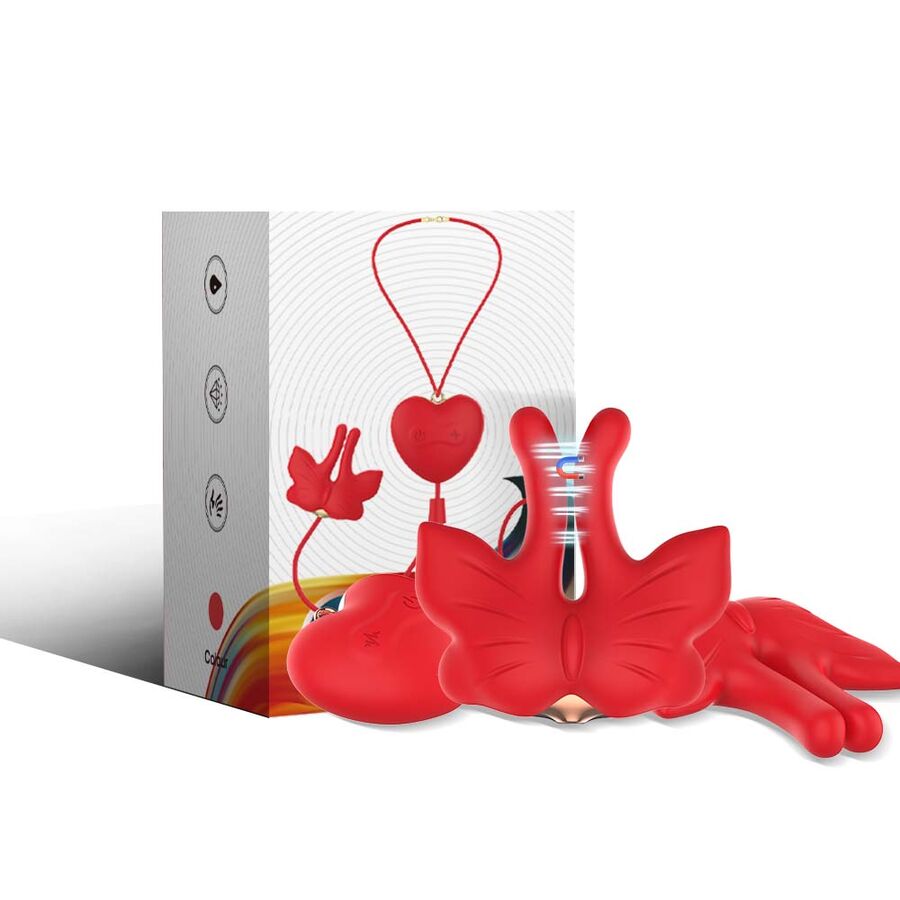 ARMONY – PINCES À TÉTONS MAGNÉTIQUES À VIBRATION FORME PAPILLON ROUGES