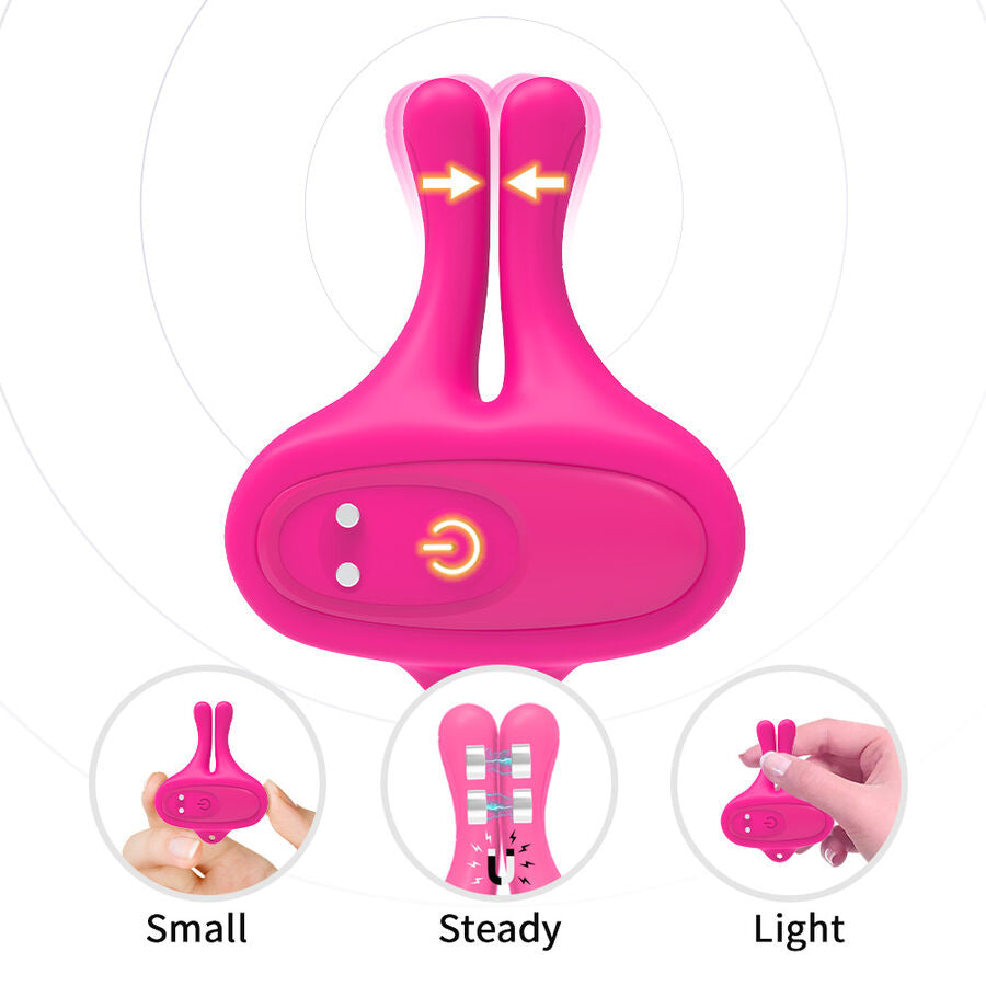 ARMONY – Magnetische Nippelklemmen mit Vibration, Kaninchenform, Rosa