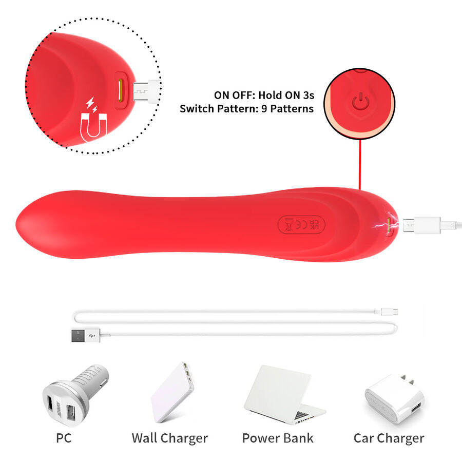 ARMONY – VIBRATEUR STIMULATEUR POINT G ET CLITORIS AVEC LANGUE OSCILLANTE ROUGE