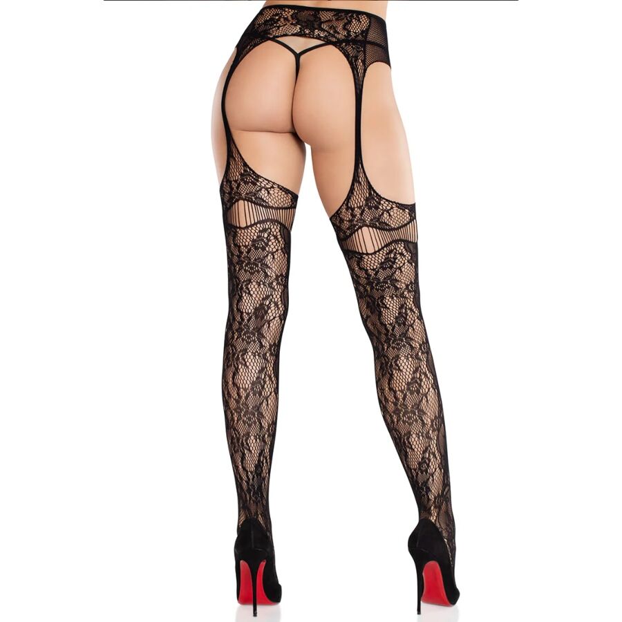 LEG AVENUE – CALZE IN PIZZO CON GIARRETTIERE NERE